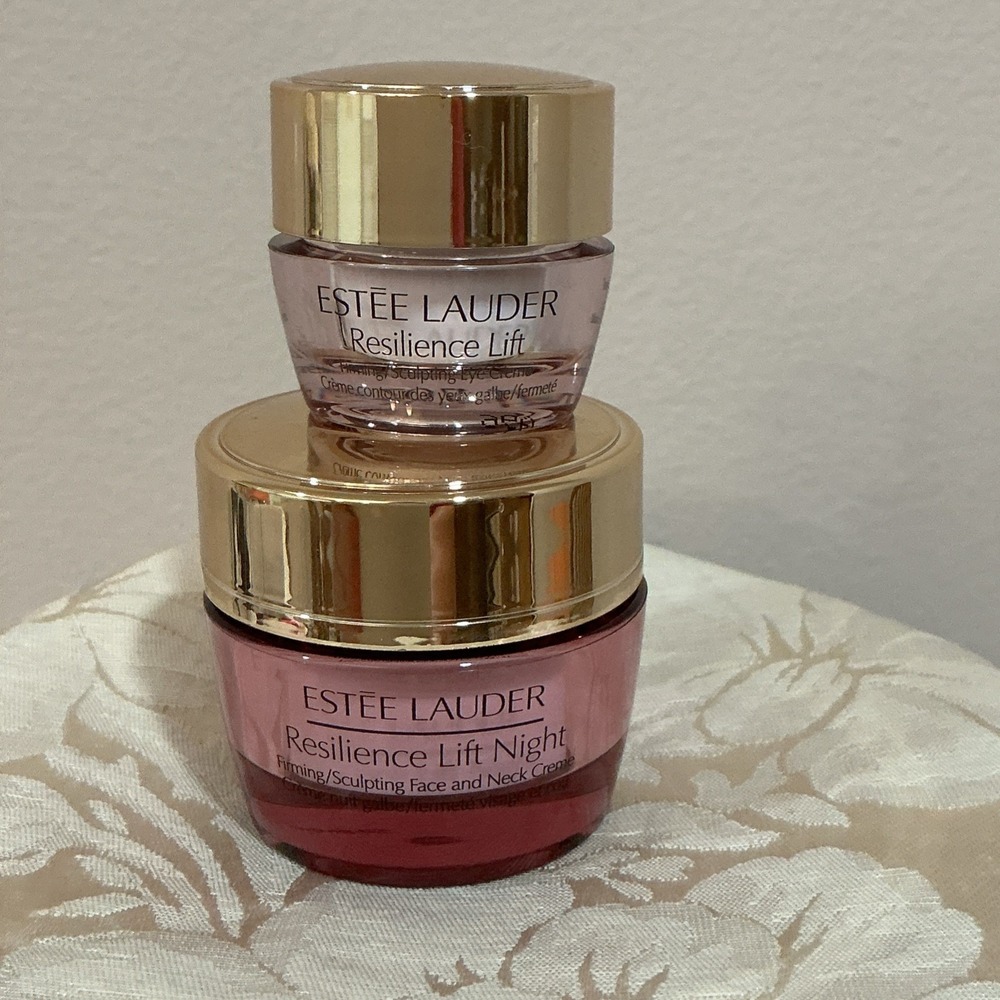 Estee Lauder Resilience Lift Night Face and Neck Cream .5 oz & Eye Cream .17 oz